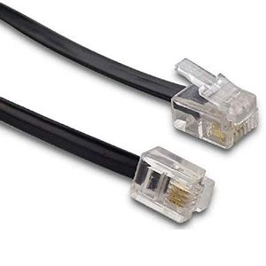Telephone Cable, RJ11 Plug to Plug Modem Line Cable, 10 Meter, Black