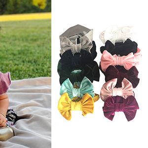 Infant velvet big bow headbands kids wide bowknot elastic band toddler girls butterfly turban baby