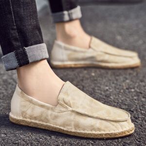 Breather Slip On Men Espadrille Flax Canvas Shoes Flat Chaussures Casual
