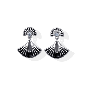 Original design women fashion jewelry White Gold Plated Stud Dangle Earrings Fan Shape Design Charm Earring Gift
