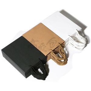 Wholesale Custom Printed Your Own Logo White Brown Kraft Gift Craft Shopping Paper Bag With Handles