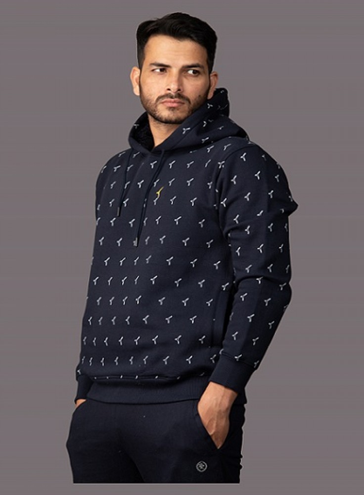 R M R Sports Printed Navy Blue Hoodie