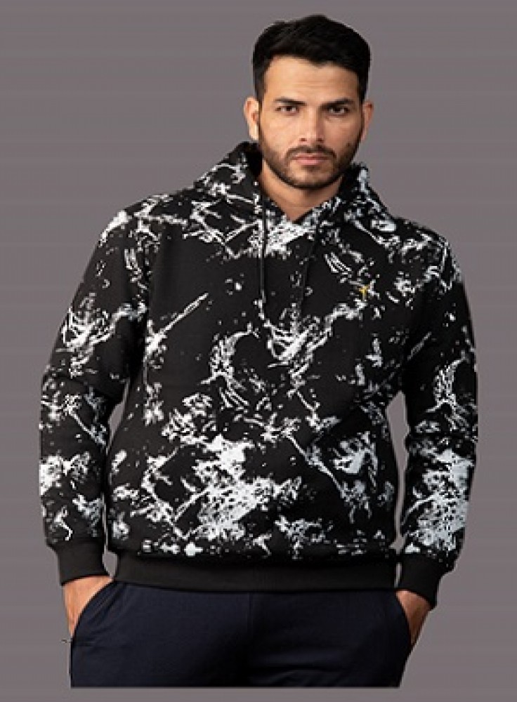 R M R Sports Printed Black Hoodie