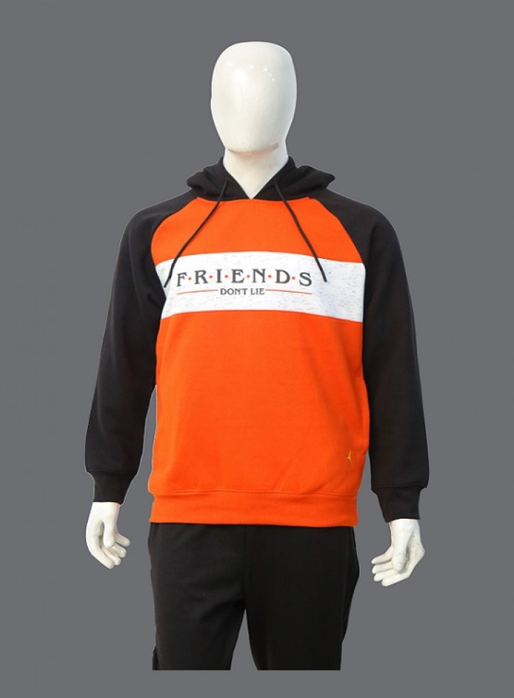R M R Sports Printed Fashion Orange Hoodie