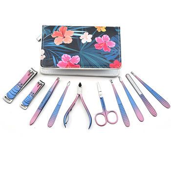 WELLFLYER MS-754 Manicure Set Nail Clippers Pedicure Kit -10 Pieces Stainless Steel Manicure Kit, Professional Grooming Kits