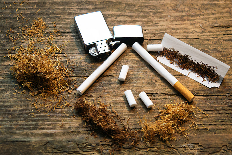 activated charcoal filters, RAW and Elements rolling papers, and BiC lighters