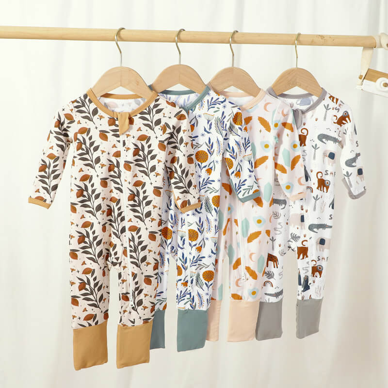 bamboo print baby rompers