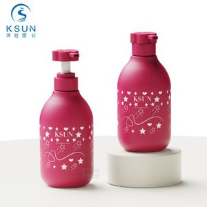 Custom 480ml Round Shape Red Shampoo Bottle