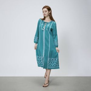 Long sleeve Embroidered Paisley Dress