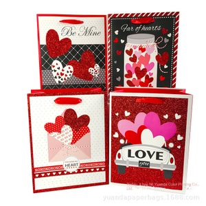 2025 Valentine's Day New Design Fashion Ivory Board Eco-Friendly Gift Bag with Custom Logo Love Style Screen Printing Surface