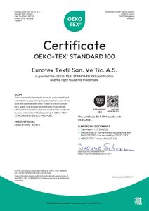 OEKO-TEX Standard 100 Certificate