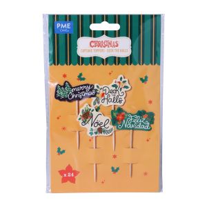 Christmas Cupcake Toppers - Deck the Halls (Pack of 24)