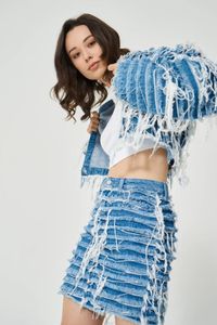 Tufted Frayed Denim