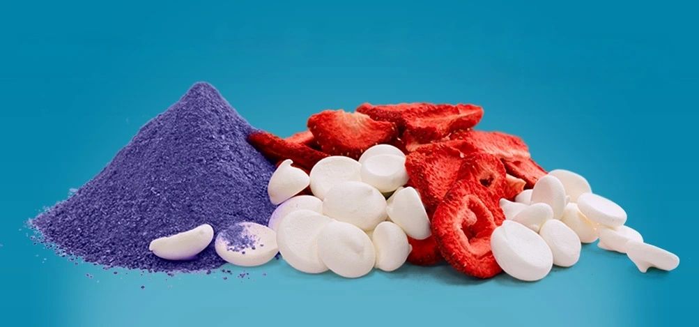 freeze-dried yogurt, fruits, and powders