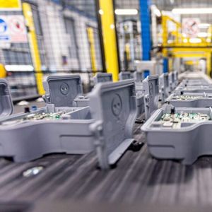 Electronic components on a production line