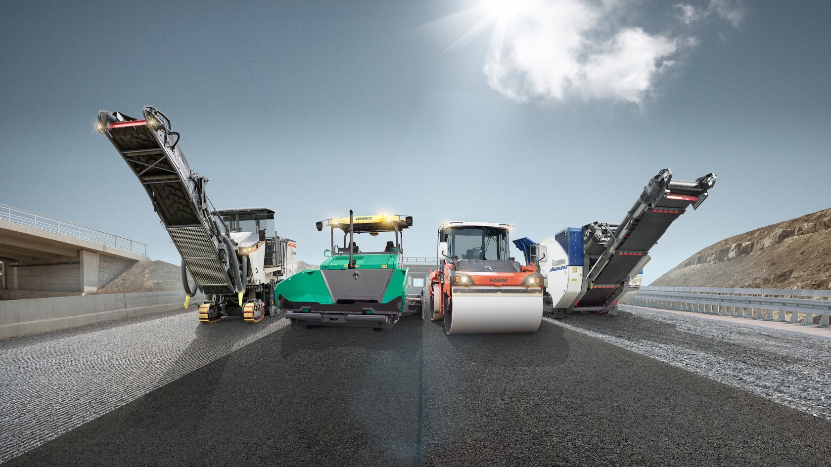 cold milling machines, recyclers, soil stabilizers, road pavers, compactors, and asphalt mixing plants