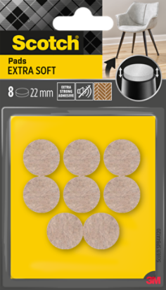 Scotch® Extra Soft Felt Pads SP84A20, adesivo, beige, Ø 22 mm, 8/Confezione
