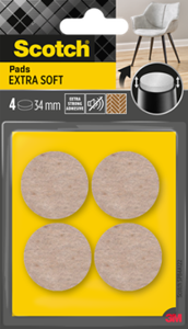 Scotch® Extra Soft Felt Pads SP84A22, adesivo, beige, Ø 34 mm, 4/Confezione