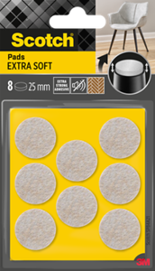 Scotch® Extra Soft Felt Pads SP84A21, adesivo, beige, Ø 25 mm, 8/Confezione