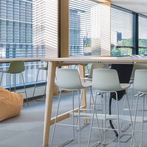 office chairs, desks, acoustic solutions