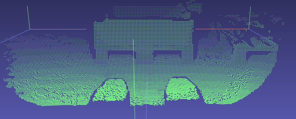 AGV/AMR (Automated Guided Vehicle/Autonomous Mobile Robot) represented as a point cloud
