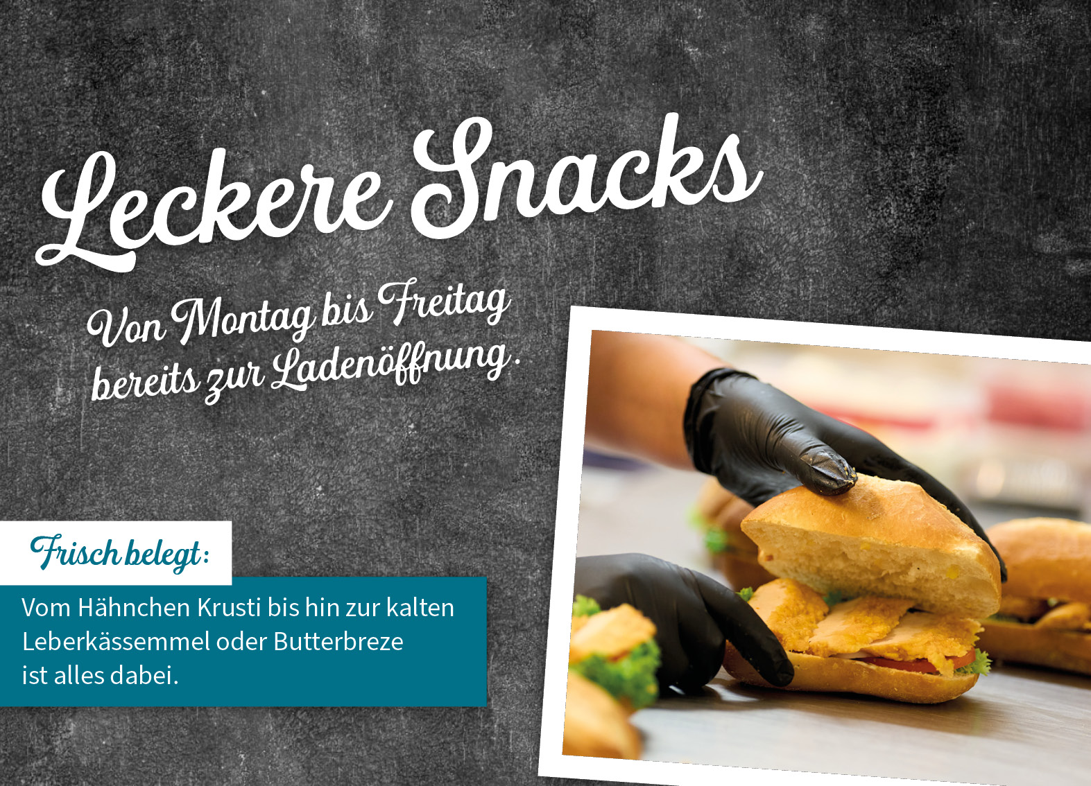 Hähnchen Krusti, Leberkässemmel oder Butterbreze
