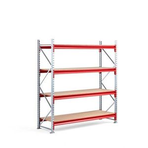 Wide Span Rack TOUGH, Basic Module, 2000 x 1900 x 600 mm, 4 Wooden Shelves