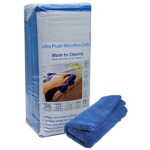 Ultra Plush Blue Microfibre Cloths 
** LARGE SIZE ** 42x42cms Pack 10