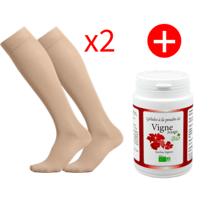 Mi-bas de Compression Classe 1 (2 paires + Vigne Rouge Bio)