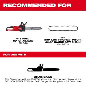 16" 3/8" Low Profile Pitch, .043" Gauge Saw Chain