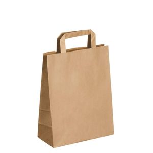 Plain No Printed Brown Kraft Paper with Flat Paper Handle
