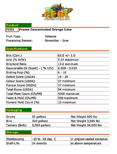 FCOJ: Frozen Concentrated Orange Juice