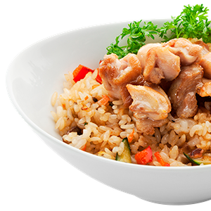 Precooked chicken with rice and vegetables
