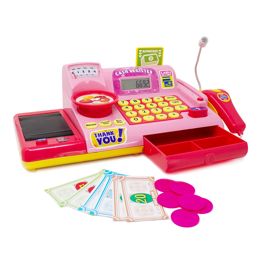 Boley Pretend Cash Register Playset - 19pc Playset for Kids with Toy Scanner and Toy Credit Card Reader