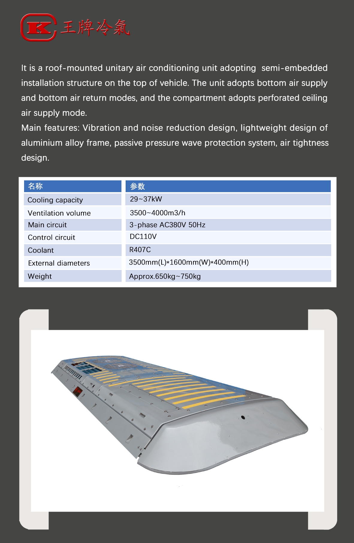 roof-mounted unitary air conditioning unit