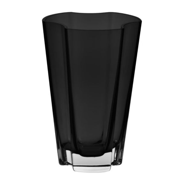 Stylish Black Clover-Shaped Glass Vase 8.8 in (22.5 Cm) Height - Handmade - B2B Wholesale Offer - Home Decor - Krosno Glass
