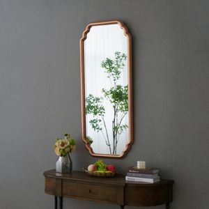 Elegant Vintage rectangle wooden beads mirror art natural Eco-friendly design mirror wall decorations Wholesale