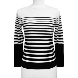 Trendy Customized Competitive price Women Fashionable Cotton Cashmere Contrast Color Stripe Crew Neck Buttoned Long Sleeve Top