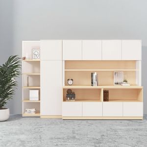 Steel and Wood Lockers Executive Desk Cabinet Storage Cabinet With Open Shelving and Swing Door Cabinet for Home Office Desk