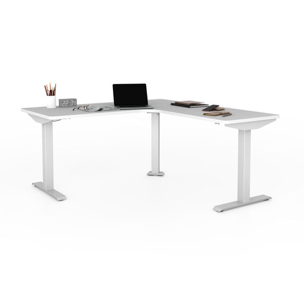 Manufacturer Wholesale Furniture Dual-Motor Height Adjustable L-Shape Standing Desk Frame General Use Office Desks