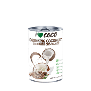 Drinking coconut milk with chocolate
