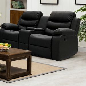 Manual Recline Chair Set，Fabric Reclining Sofa Chair with Cup Holders, Upholstered Recliner with Side Pockets Suitable for Living Room Furniture 9013