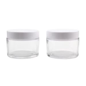 200g 6.67oz transparent Glass Wide Mouth Cream Jar Clear Round Empty Cosmetic Packaging Glass Container Jar with White Lids
