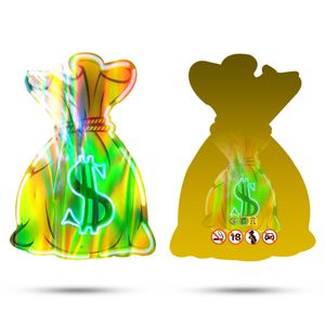$ Mylar Bags 3.5 Grams/7 Grams Digital Printing Custom Special Shape Die Cut Childproof Resealable Aluminum Matte Pouch Hologram