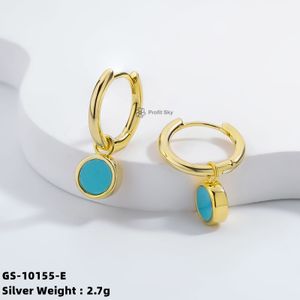 Factory Price New Trendy Gold Vermeil Jewelry Drop Wholesale Blue  Gemstone 925 Sterling Silver Hoop Earrings for Women
