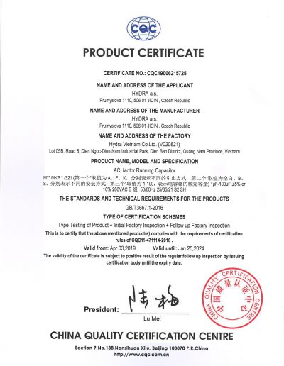 AC. Motor Running Capacitor