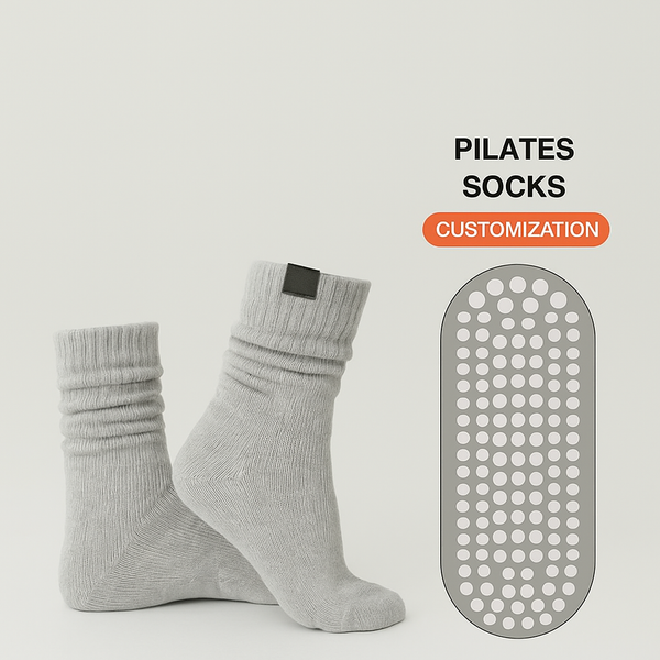 Custom Socks Design Own Logo Crew Bamboo Cotton Slouch Women Pilates Yoga Socks