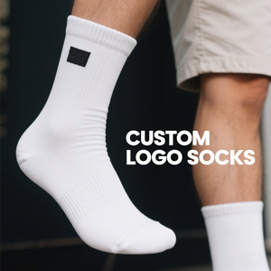 Free Sample Personalized Designer Jacquard Knitted Letter Crew Cotton Socks Unisex Sports Custom Socks Men With Logo