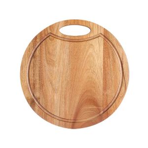 Kitchen Eco-friendly Acacia Wood Serving Tray Cutting Board Thick Round Juice Groove Cheese Charcuterie Board Home Food Chopping