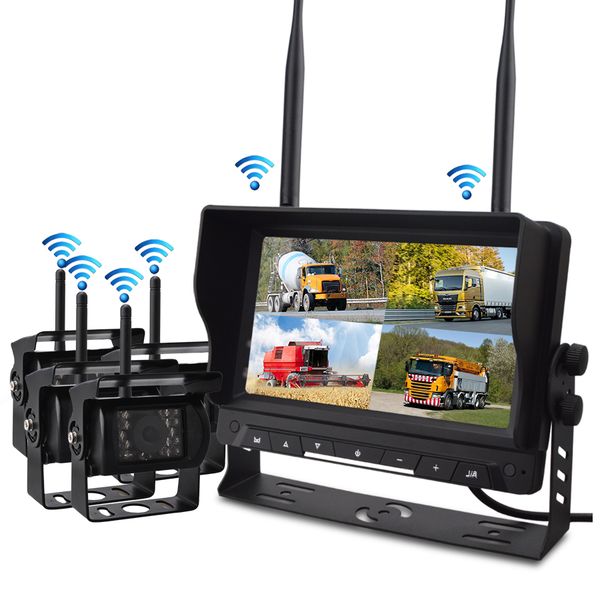 Digital Wireless 7 Inch Monitor 4 Cameras Truck Monitoring Camera Kit